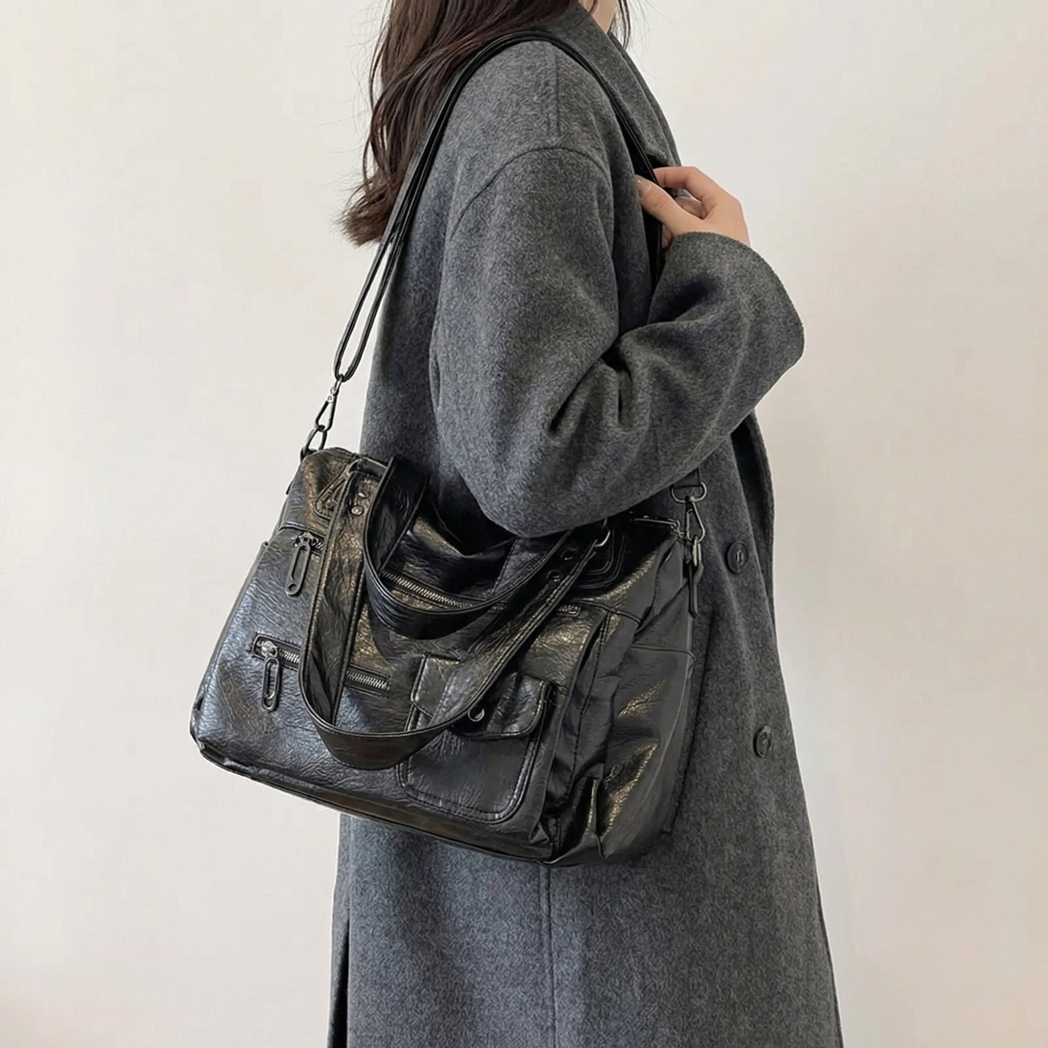 Jade Daily Tote Bag - Canvas Minimalist Shoulder Bag - Image 2