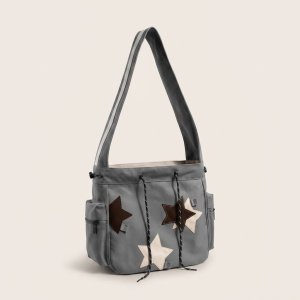 Elona Hobo Bag - Canvas Star Patch Shoulder Bag